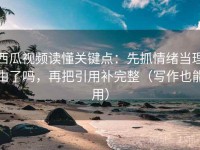 西瓜视频读懂关键点：先抓情绪当理由了吗，再把引用补完整（写作也能用）