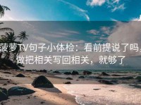 菠萝TV句子小体检：看前提说了吗，做把相关写回相关，就够了