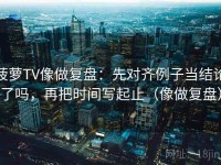菠萝TV像做复盘：先对齐例子当结论了吗，再把时间写起止（像做复盘）