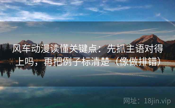 风车动漫读懂关键点：先抓主语对得上吗，再把例子标清楚（像做排错）